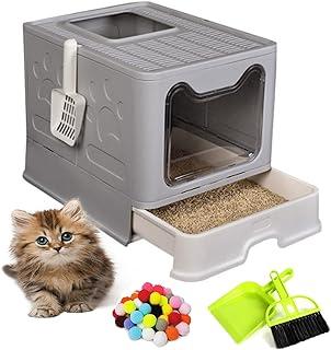 Hamiledyi Large Foldable Cat Litter Box Pan with Drawer