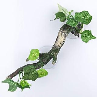 Reptile Corner Branch Terrarium Plant Decoration with Suction Cup for Amphibian Lizard Snake Climbing