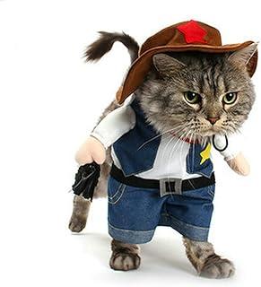 Vevins Pet Cowboy Costume with Hat Clothing for Small Dog Cat Halloween Party