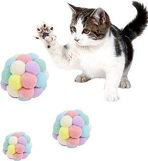 Andiker Cat Ball Toy, 3pcs Handmade Colorful Woolen Yarn balls SML Size