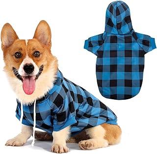 Hozz Blue Plaid Hoodie Dog Sweatshirt Fashion Clothes