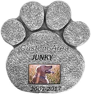 Paw Print Engraved Pet Memorial Stone with Photo Frame