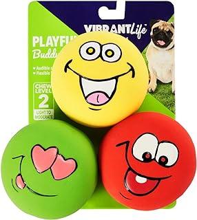 Vibrant Life Playful Buddy Emoticon Durable Rubber Latex Dog Chew Toy