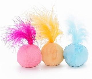 PETFAVORITES Furry Rattle Ball Cat Toy with Feather and catnip