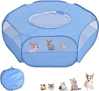Linifar Small Animals Playpen, Portable Pet Tent Fence with Zippered Cover Outdoor/Indoor Exercise