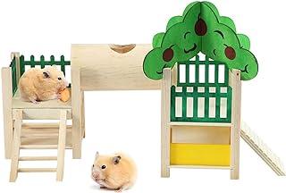 Hamiledyi Wooden hamster house and Hideout,Woody Tunnel System Rat Playground