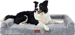 Waterproof Dog Sofa Bolster Bed Plush Comfy Pet Couch bed with Egg Crate Foam and Removable Cover