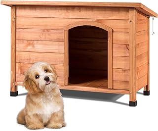 Tangkula Dog House, Outdoor Weather-Resistant Wooden Log Cabin