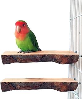 Tfwadmx Parrot Perch for Cage, 2 Pack Bird Stand Platform Natural Wood Playground