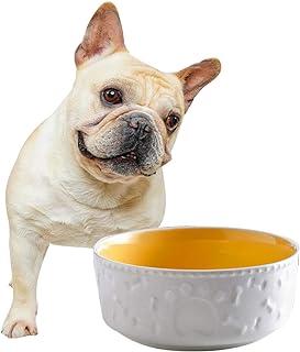 Jemirry Ceramic Dog Bowls 6 inch, Yellow White