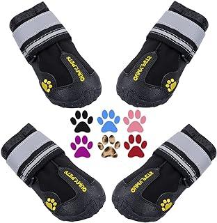 QUMY Large Dog Boots Paw Protector with Reflective Strip