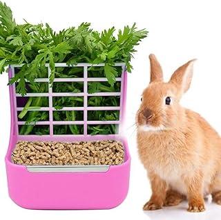 Manger Rack for Rabbit Guinea Pig Chinchilla and Other Small Animals (Pink)