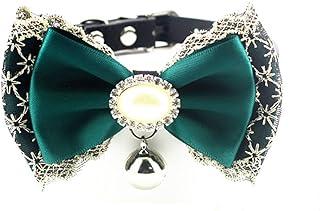 Cocopet Handmade Bling Rhinestone Japanese Kimono Bow Tie Collar with Bell Necklace Jewelry for Small Doggie Cats Puppies