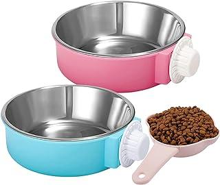 2 Pack Hanging Kennel Bowl Water Food Feeder for Pet Dogs, Puppy