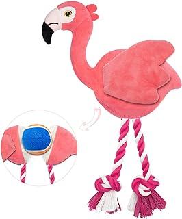 Lepawit 2-in-1 Squeaky Dog Toys 13inch Flamingo plush dog toys with 3″
