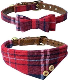 Dog Cat Collars Leather for Small pet,Adjustable Bow-tie and Scarf