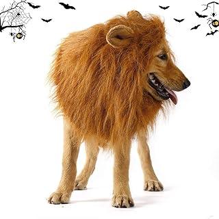 Dog Lion Mane Wig-Light Brown Adjustable Comfy Hair Clothes Dress for Halloween and Christmas Party