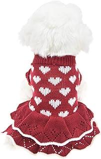 XS(Bust 11.8inch), Red Heart) Christmas Small Dog Sweaters Female Girl