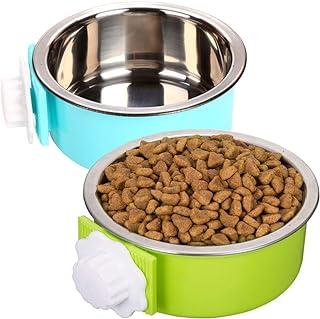 ZyYRT Crate Dog Bowl Set Removable Stainless Steel Hanging Cat