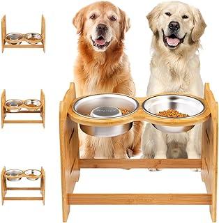 Yangbaga Raised Dog Bowl, Bamboo Elevated dog bowl for dogs and cats