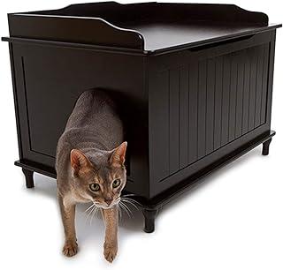 Cat Litter Box Enclosure in Black: Hidden, Dog Proof Pet Furniture
