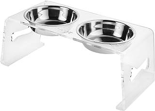 Acrylic Raised Dog Bowls 7 inches Transparent Elevated Feeder Stand