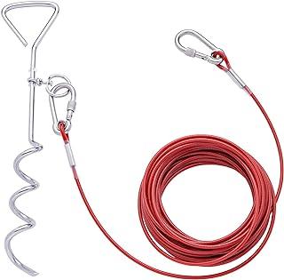 Dog Tie Out Stake and Cable, 30 ft Leads with 16″