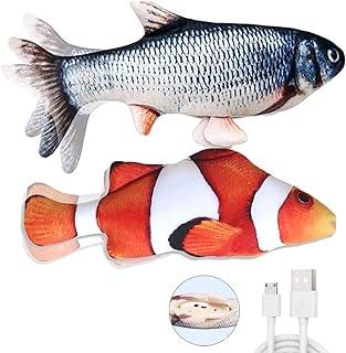Bubblestar 2PCS Plush Simulation Electric Doll Fish Automatic Flopping USB Rechargeable Cat