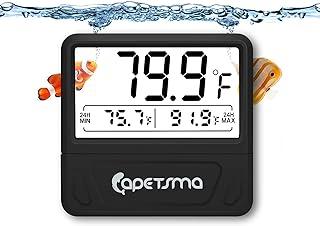 Aquarium Thermometer Large LCD Screen Records High & Low Water Temperature in 24 Hours