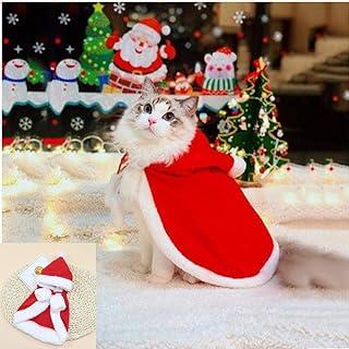 Zhenpony Christmas Cat Dog Costume Pet Cape, Soft and Thick Red Velvet Apparel