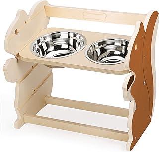 Woiworco Elevated Dog Bowls with Wood Adjustable Height and Non-Skid Feet