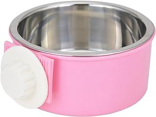 Removable Stainless Steel Water Food Feeder Bowls Cage Cup for Cat Puppy Bird Pet