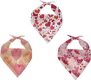 Pet Bandanas Scarf Print Pink Heart Kerchief Dog 3 Pack Set
