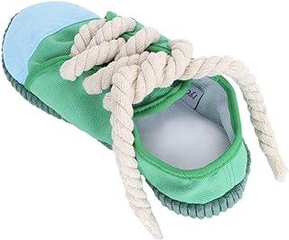 balacoo Green Creative Shoes Shape Squeaky Toy Durable Braided Rope Bite