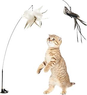 Interactive Cat Feather Wand , Powerful Suction Cup