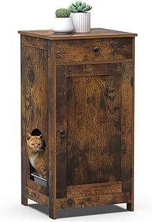 GiftGo Rustic Brown Contemporary Home Hidden Cat Litter Box Enclosure Wooden Cabinet