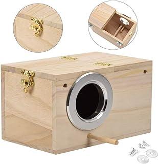 Bird Breeding Box Budgie Cage Wood House for Parrot, Lovebirds