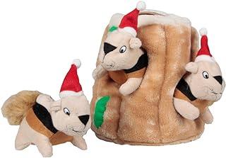 Outward Hound Holiday Hide A Squirrel Plush Dog Toy Puzzle