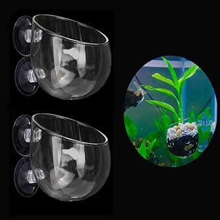 Ailindany 2PCS Crystal Glass Aquatic Plant Cup Pot Holder for Fish Tank Aquarium Decor