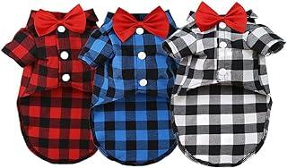 Fall Plaid Dog Shirt, Birthday Puppy Outfits with Bow Tie