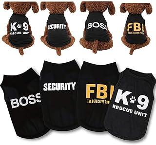 Yikeyo 4 Pack Dog Shirt for Small dogs Boy Summer Clothes in Black Security Vest Funny Apparel