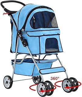 BestPet 4 Wheels Cat Dog Stroller Travel Folding Carrier 04T