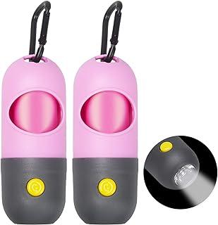 2PCS Dog Poop Bag Dispenser Leash Attachment with Flashlight
