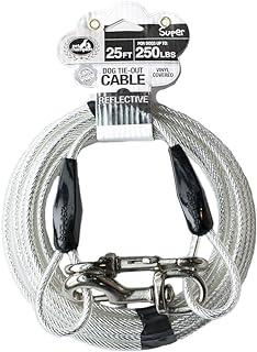 Pet Champion Super Reflective Tie Out Cable for Dogs Up to 250 Pound, 25 Feet