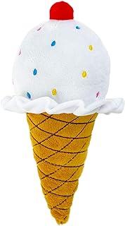 10 Inch Plush Pet Toy Vanilla Ice Cream Cone with Cherry on Top
