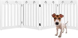 HAPPAWS Free Standing Dog Gate, 4- Panel 24 inch High Step Over Fence