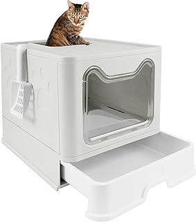 voopet Foldable Cat Litter Box with Lid, Dog Proof
