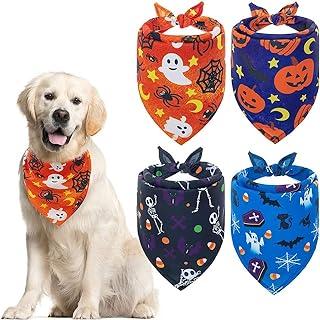 Halloween Bandana Triangle Bibs with Pumpkin Bat Spider Ghost Pattern Washable Scarf Accessories