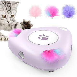 Automatic Cat Exercise Teaser Toy with 3 Replacement Rotating Feathers