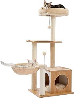 PEQULTI Cat Tree, Multilevel Play House with Large Condo and Cozy Top Perch